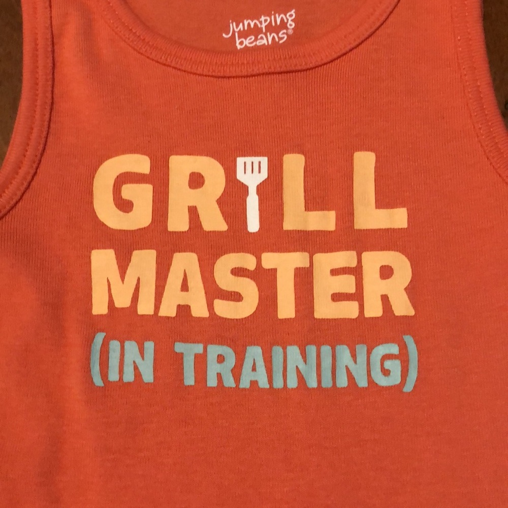 🌵3/$15 three month sleeveless tank bodysuit Grill Master in training